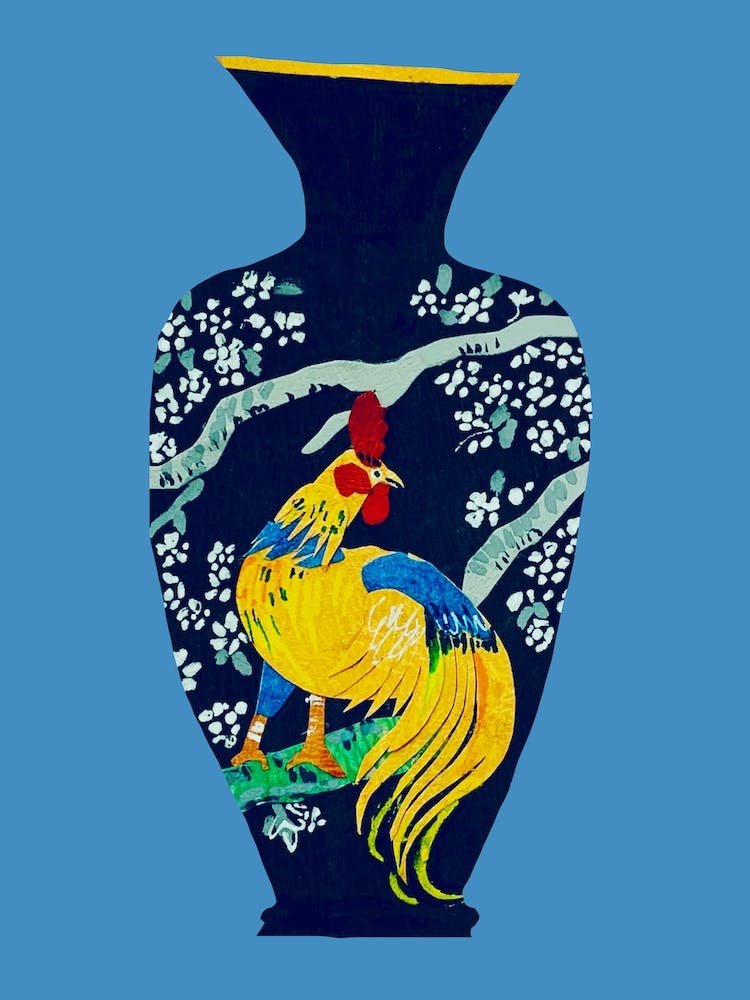 Chicken Antique Vase