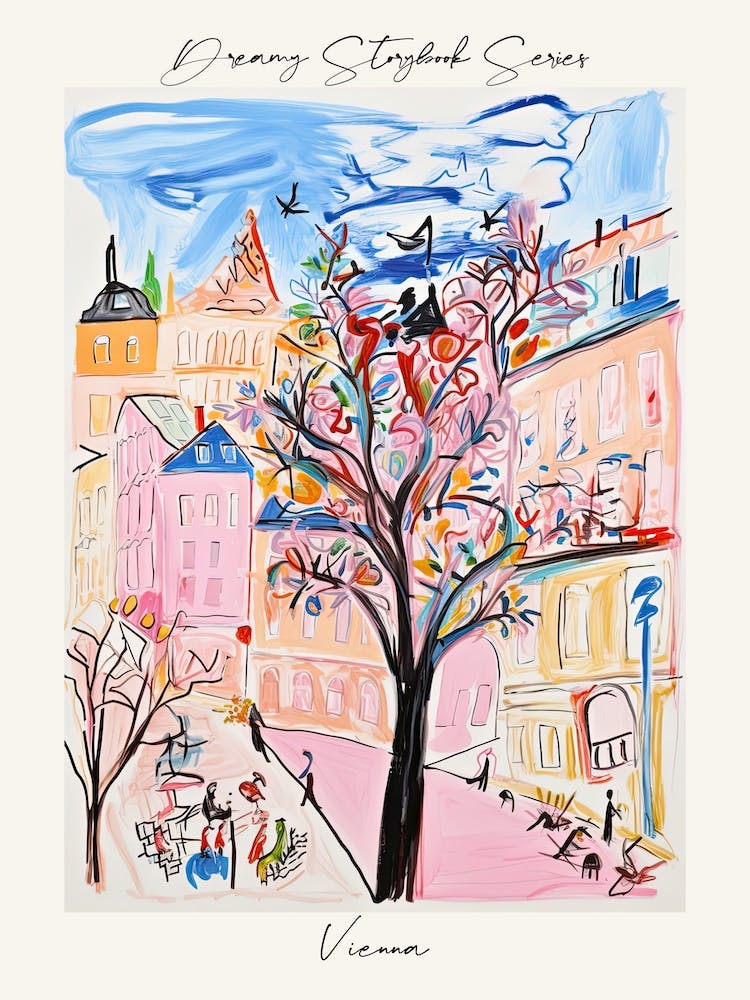 Poster Of Vienna, Dreamy Storybook Illustration 3