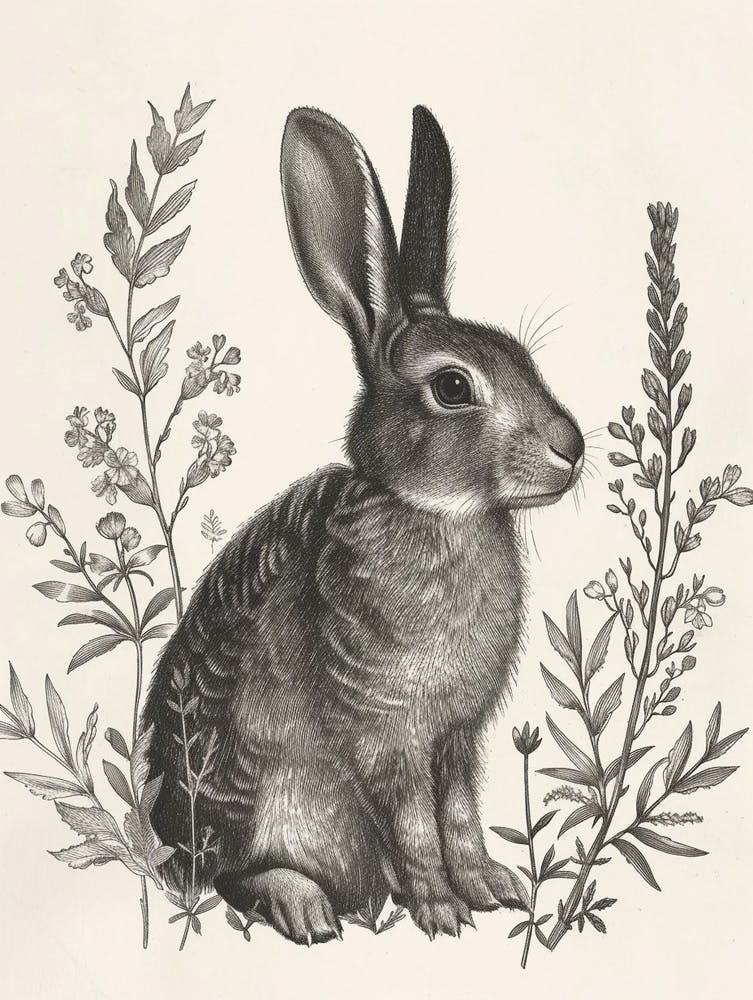 Dutch Blockprint Rabbit Illustration 6