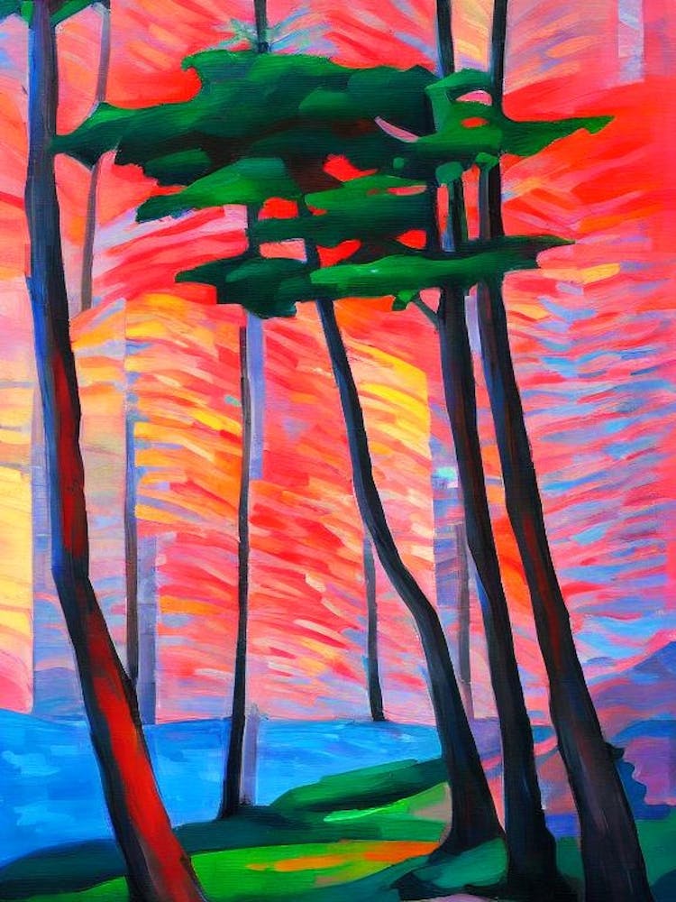 Red Pine Tree Cubist