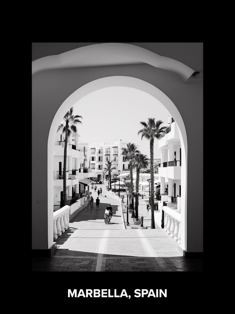 Poster Of Marbella, Spain, Mediterranean Black And White Photography Analogue 4