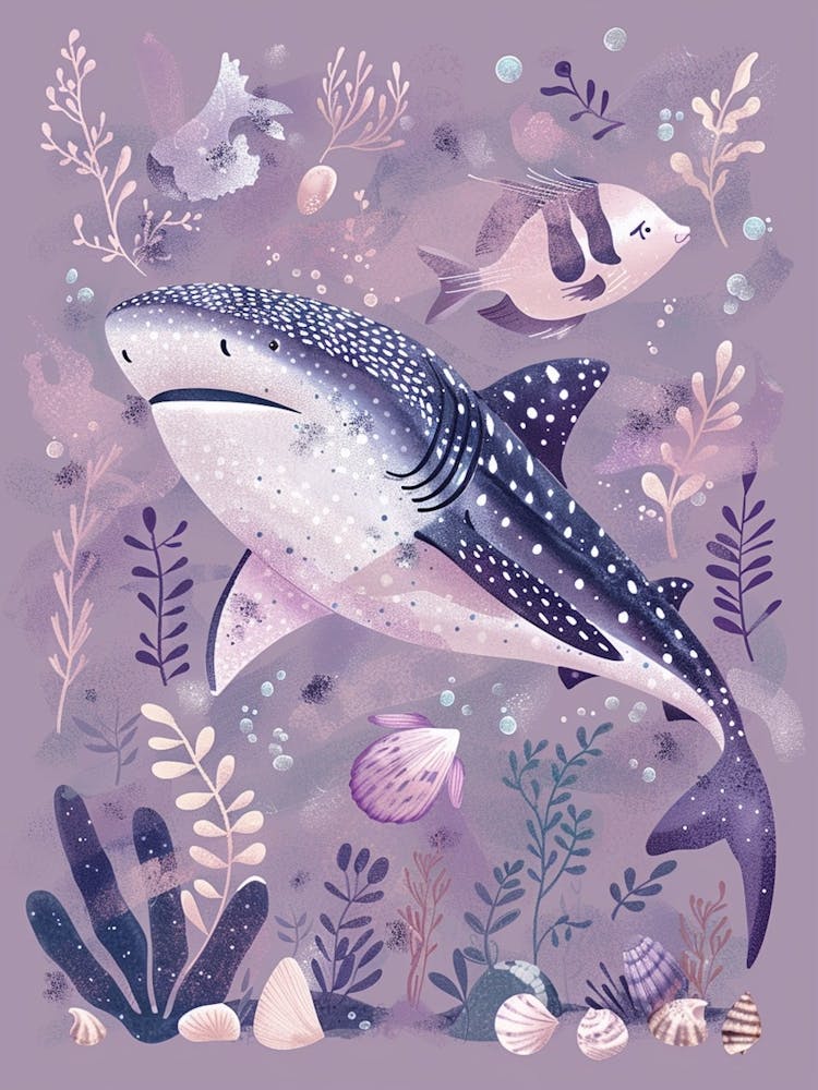 Purple Whale Shark Illustration 3