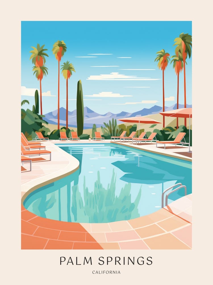 Palm Springs California 1 Midcentury Modern Pool Poster