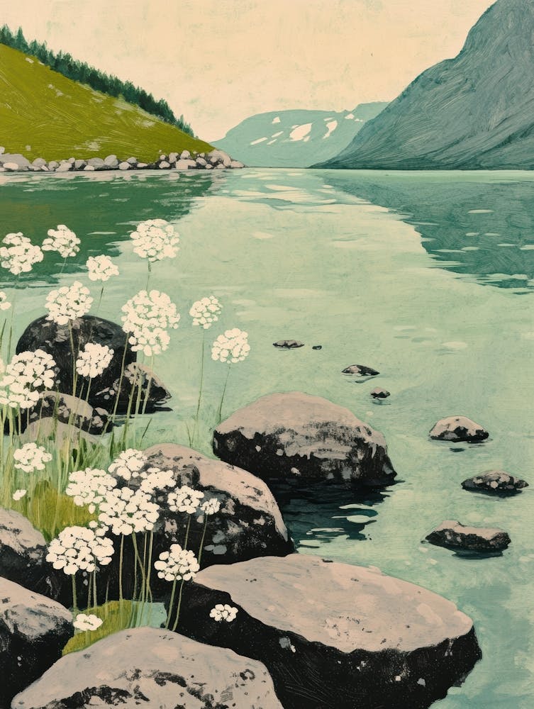 White Flowers In A Lake