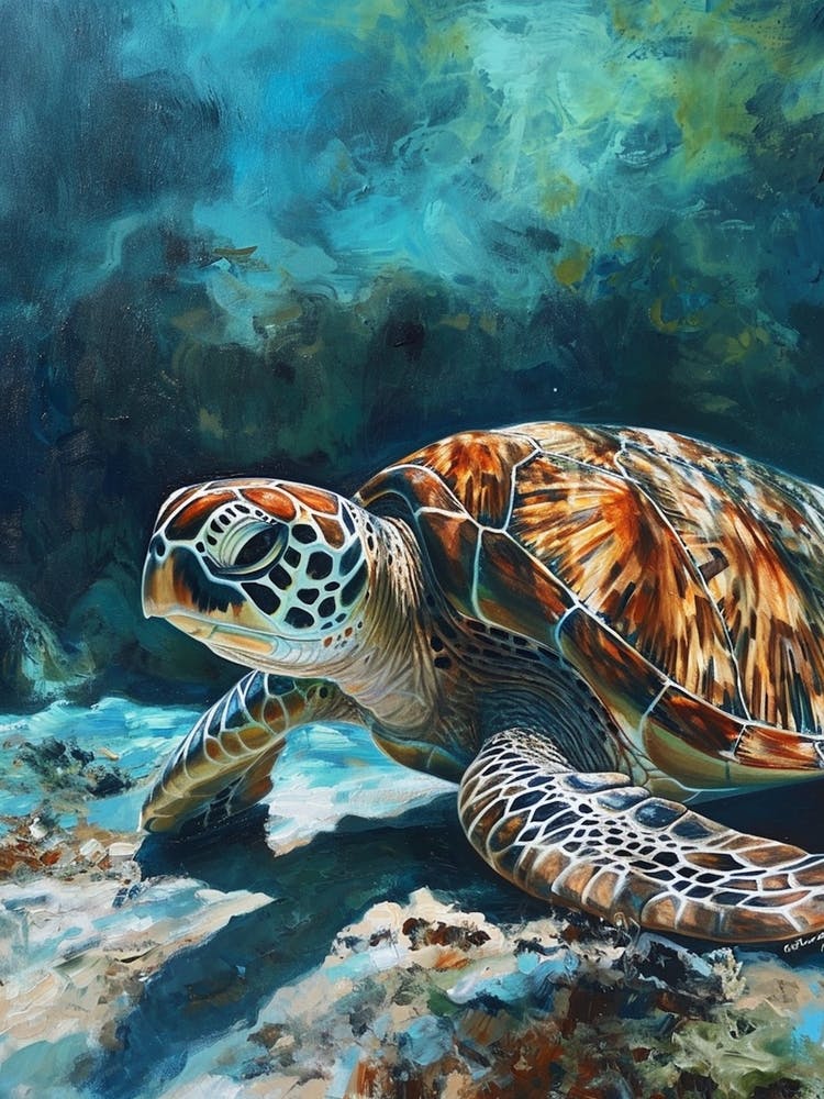 Sea Turtle On The Ocean Floor 4
