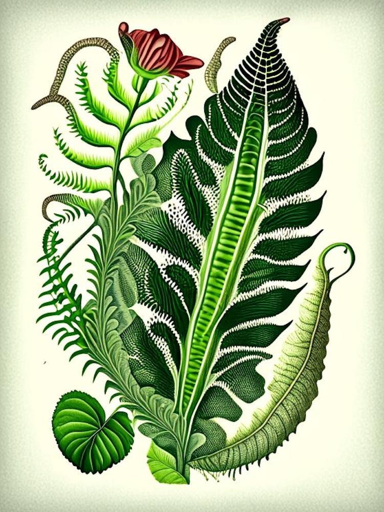 Hart's Tongue Fern Wildflower Vintage Botanical 2