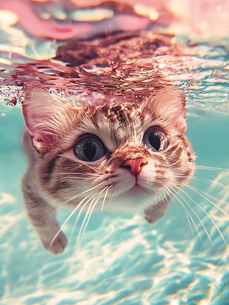 Cute Kitten Underwater