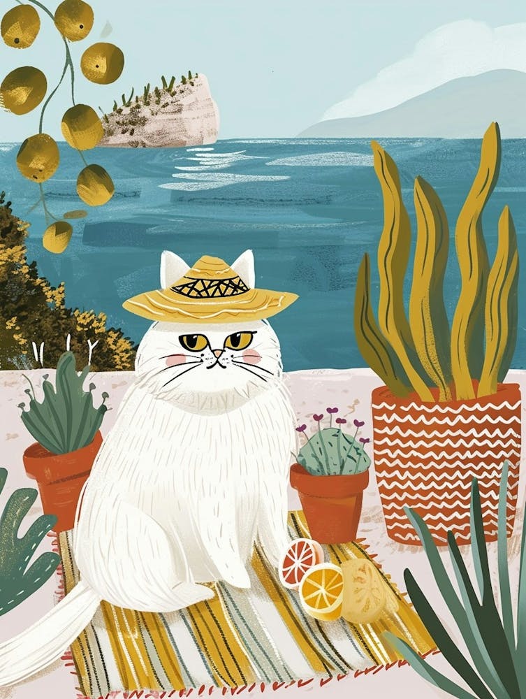 Persian Cat Storybook Illustration 3