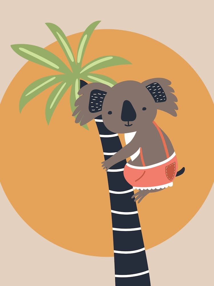Koala In Tree Neutral Nursery Beige Kids