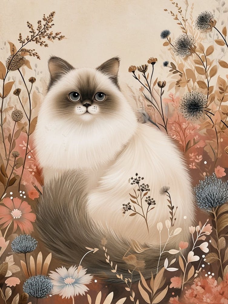 Himalayan Cat Japanese Illustration 2