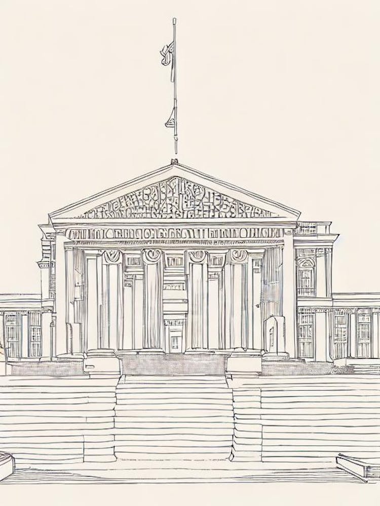 British Museum London Boho Landmark Illustration