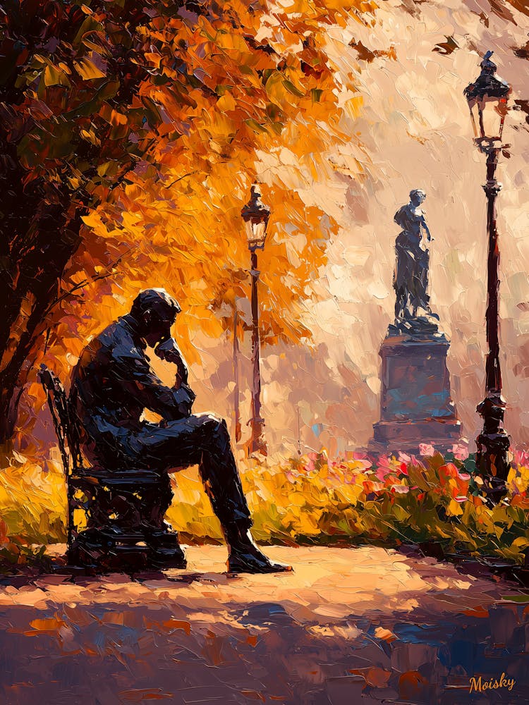 Impressionist Inspired The Thinker In Autumn Poster