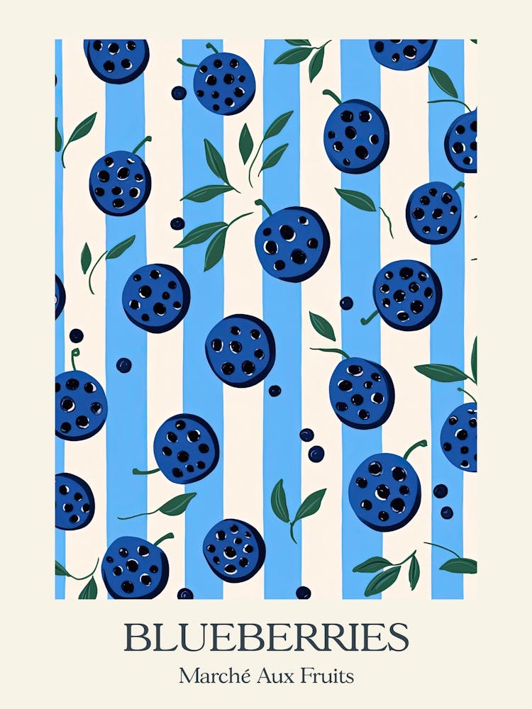 Marche Aux Fruits Blueberries Fruit Summer Illustration 2