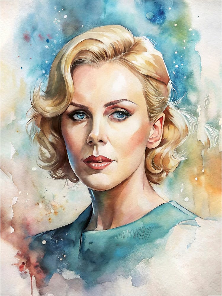 Charlize Theron In Watercolor 1