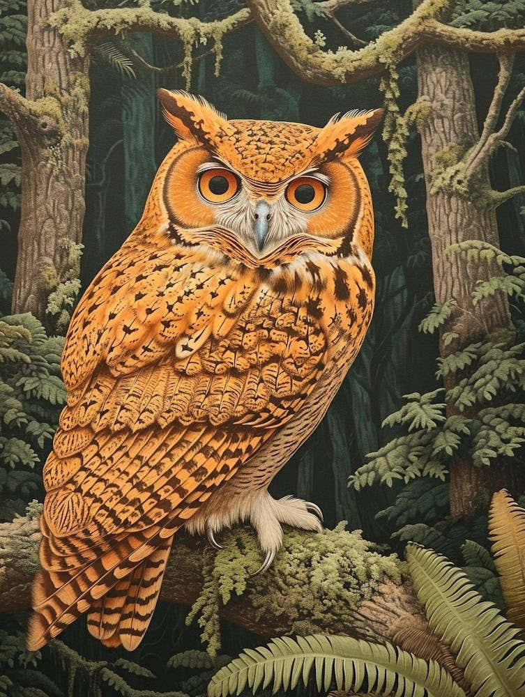 Brown Fish Owl Relief Illustration 4