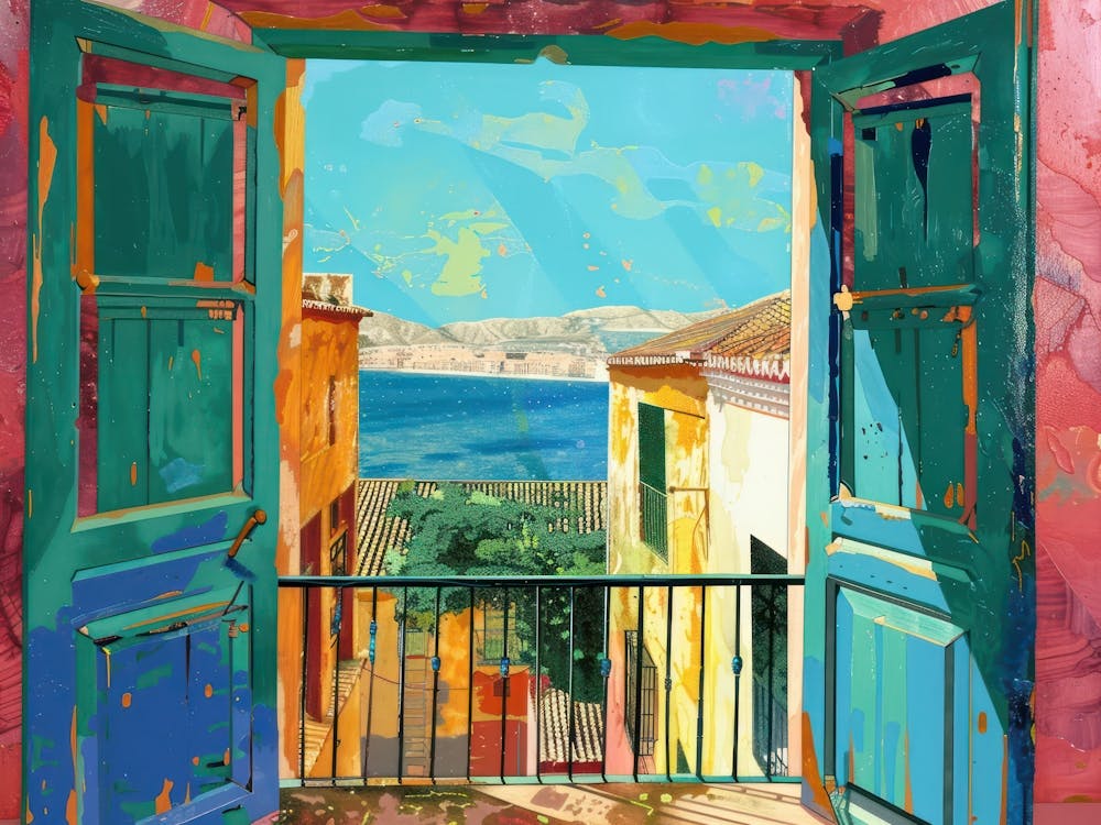 Malaga From The Window View Painting 3