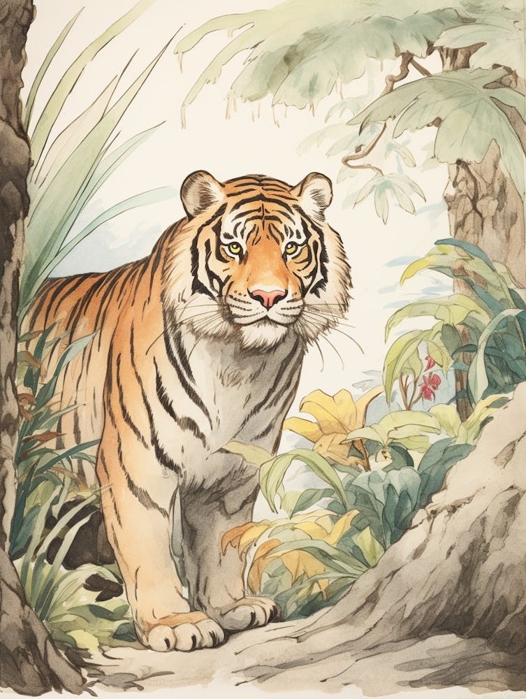 Storybook Animal Watercolour Siberian Tiger 4
