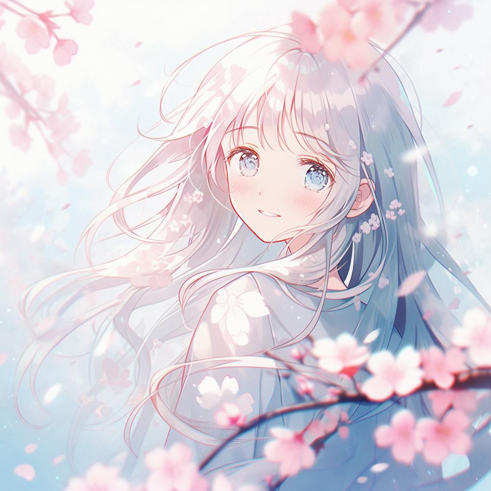Anime Girl In Cherry Blossoms