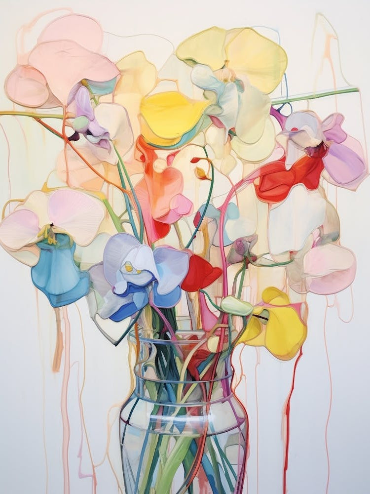 Abstract Flower Painting Sweet Pea 2