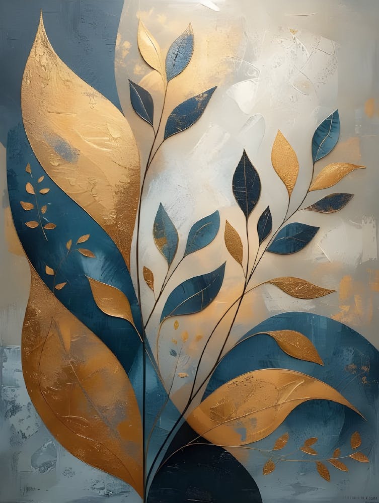 Blue And Gold Leaves 5