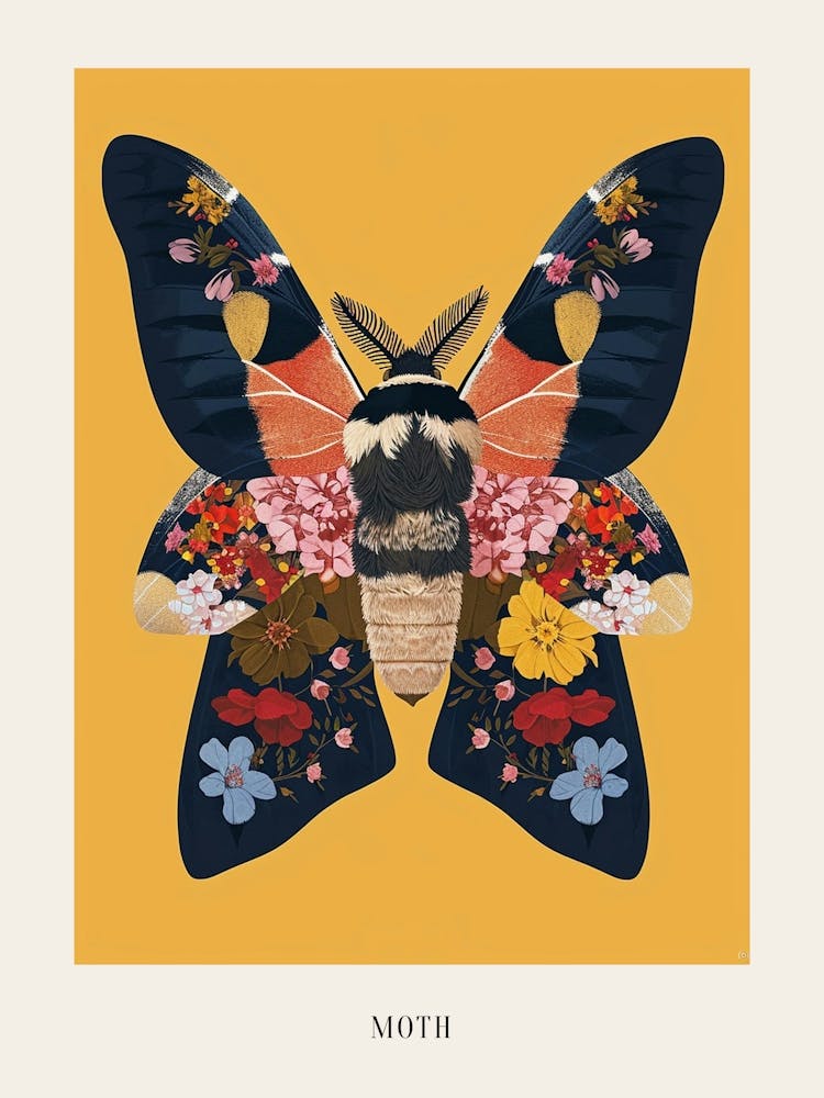 Colourful Insect Illustration Moth 50 Poster