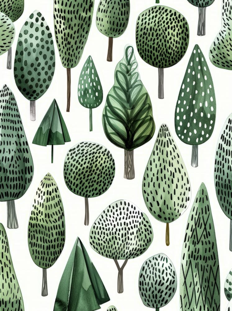Green Trees Seamless Pattern