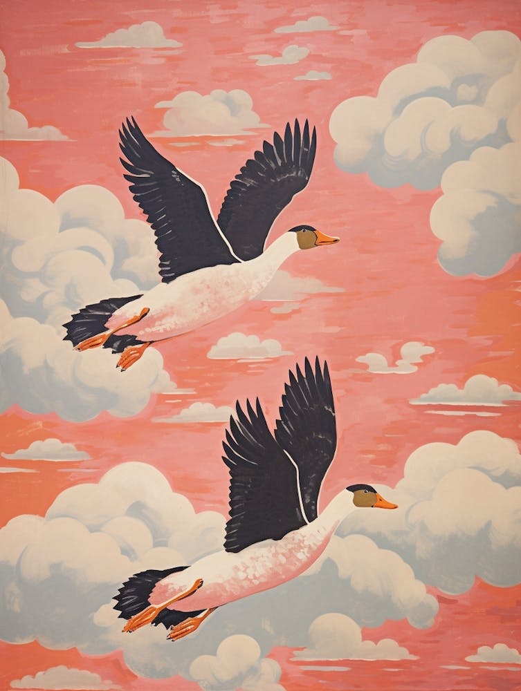 Vintage Japanese Inspired Bird Print Duck 4