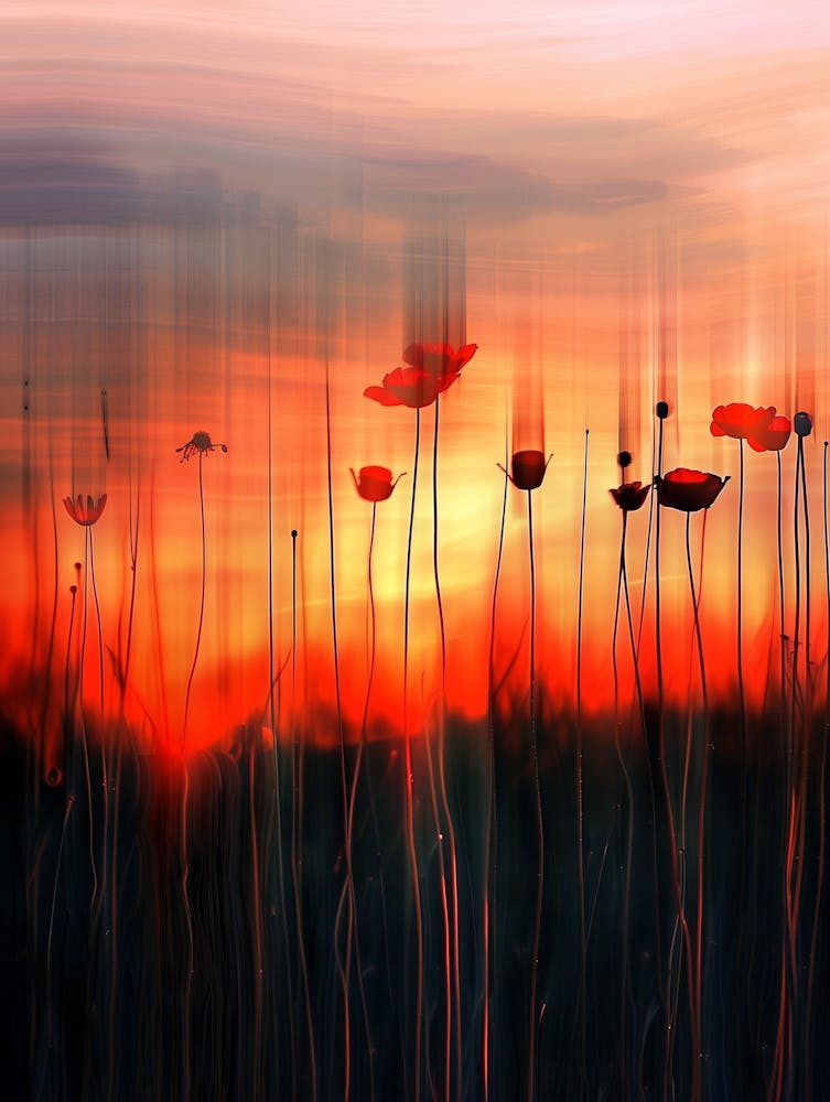 Poppies At Sunset