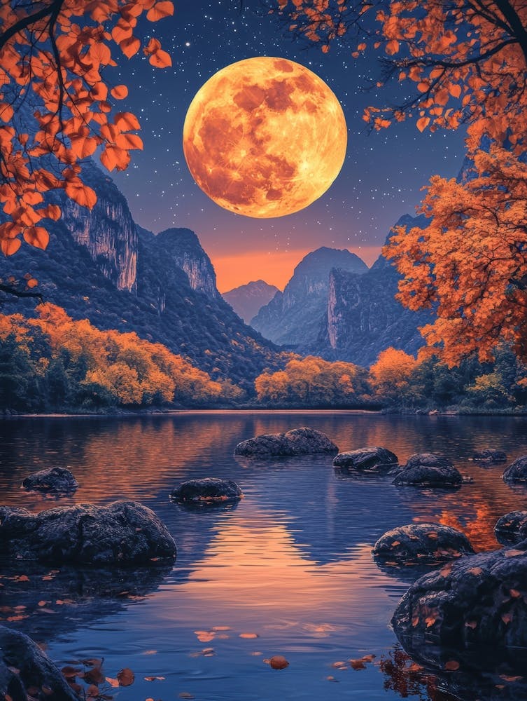 Full Moon Over Lake