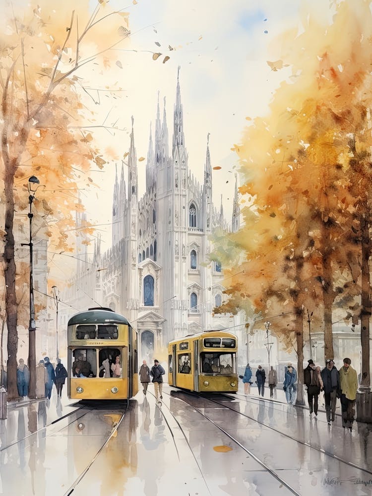 Milan Italie En Automne, Aquarelle 2