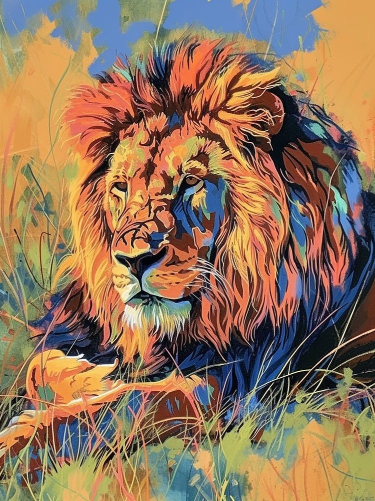 Masai Lion Symbolic Imagery Fauvist Painting 4