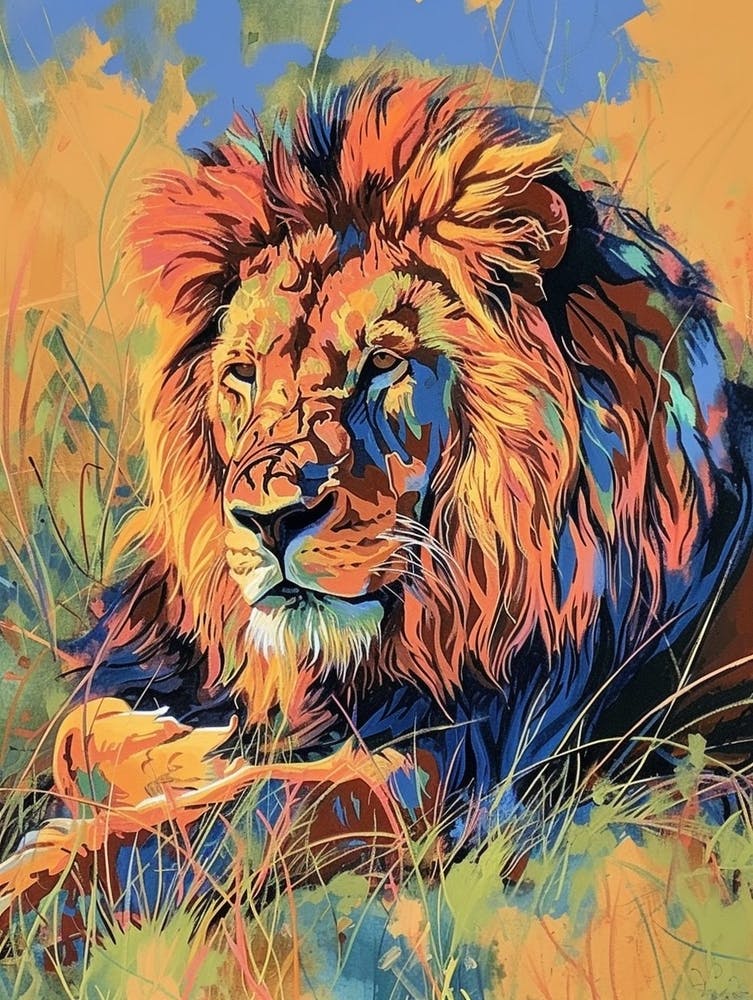 Masai Lion Symbolic Imagery Fauvist Painting 4
