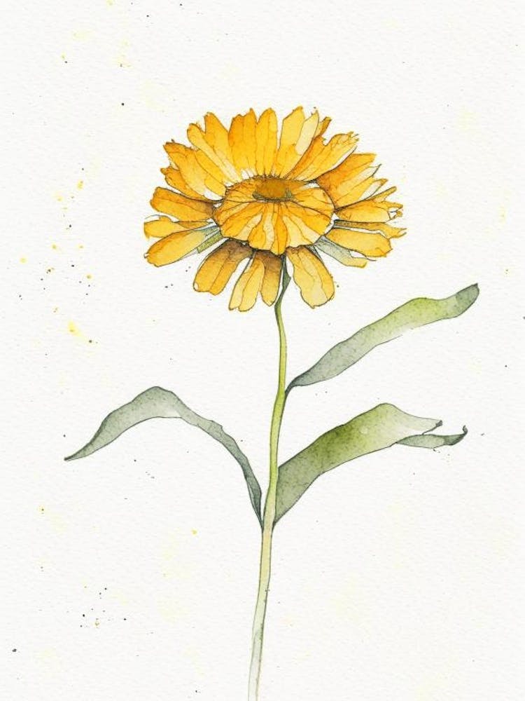 Calendula Leaf Minimalist Watercolour 4