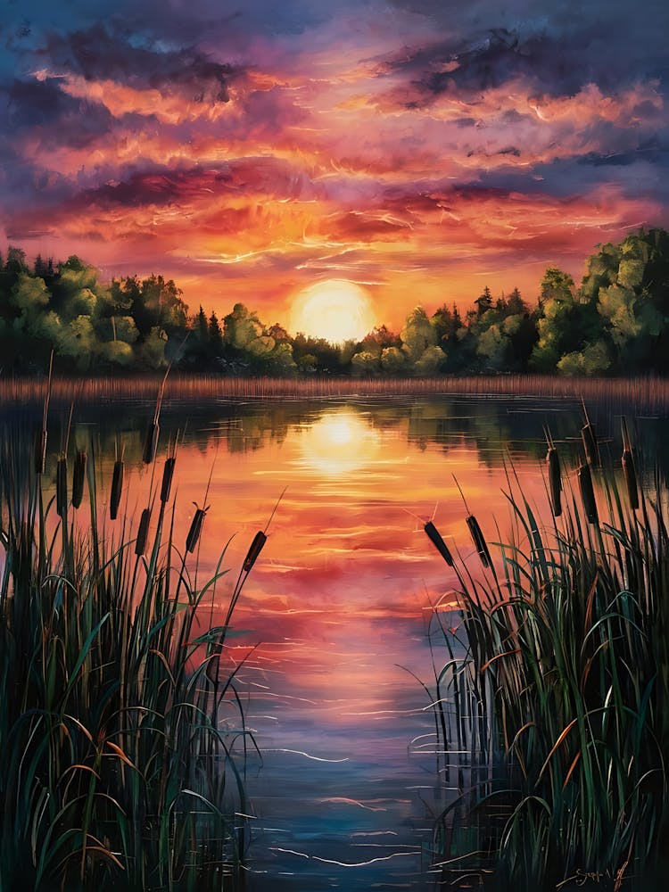 Sunset Over Reeds