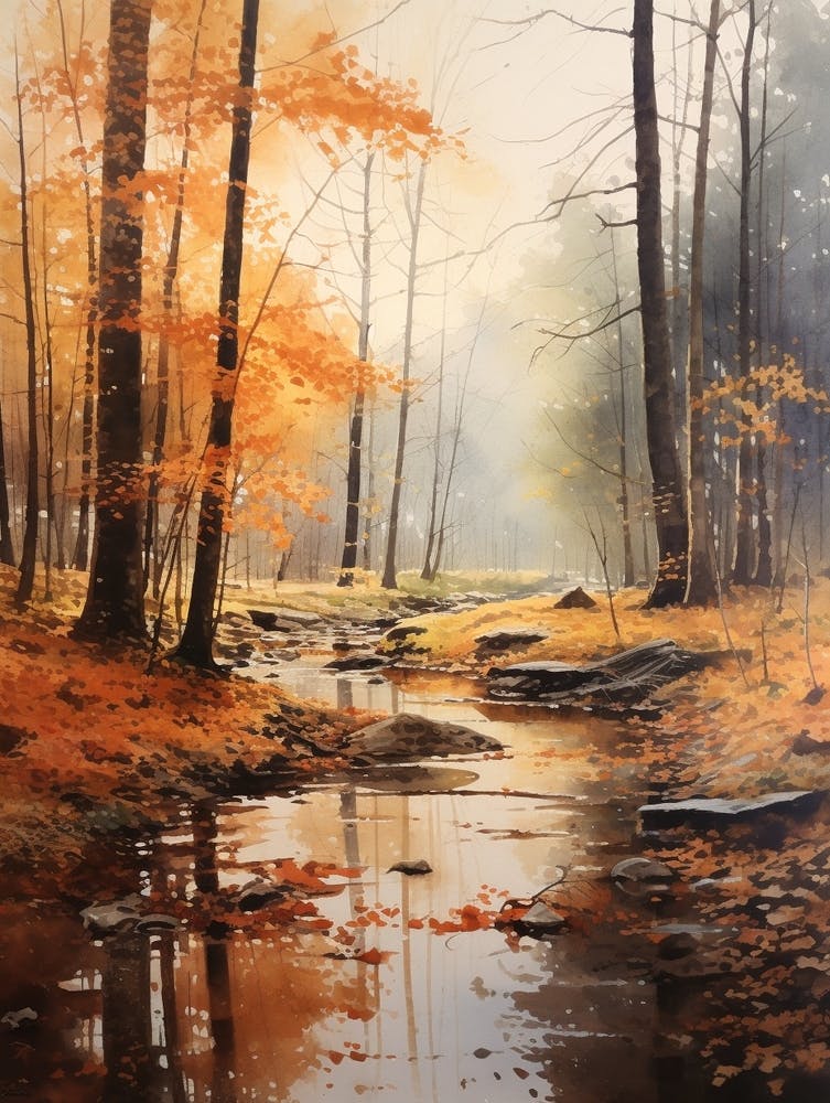 Paysage forestier d'automne Forêt de Białowieża Pologne 3