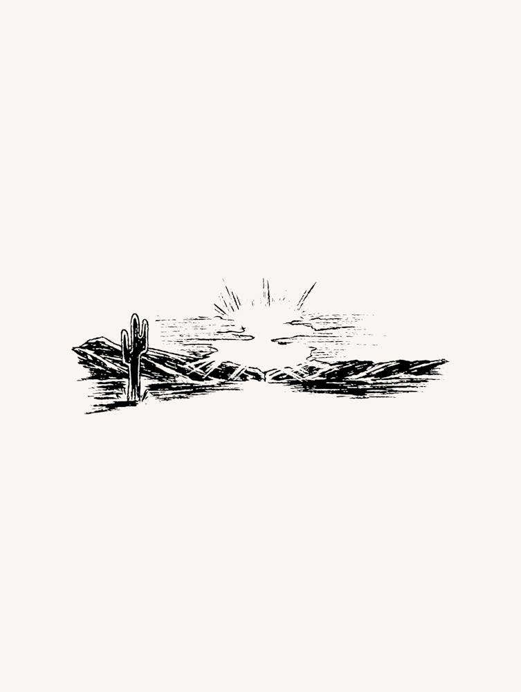 Vintage Desert Landscape Drawing