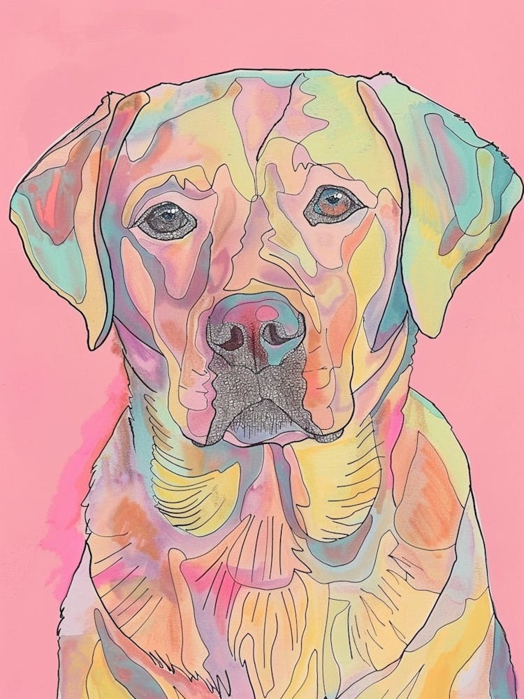 Labrador Dog Pastel Line Watercolour Illustration  2