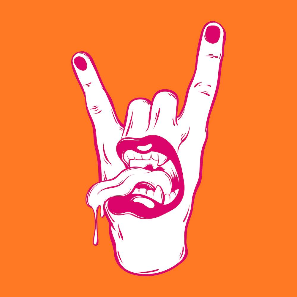 Vibrant rock devil horns