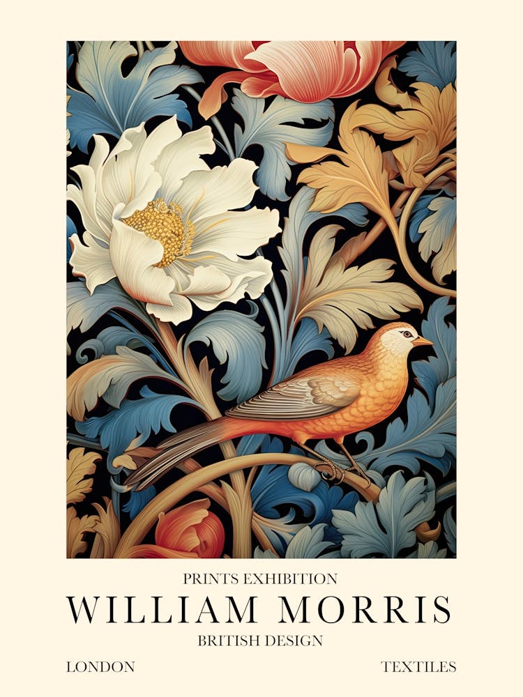 William Morris London Exhibition Poster Bird And Flower