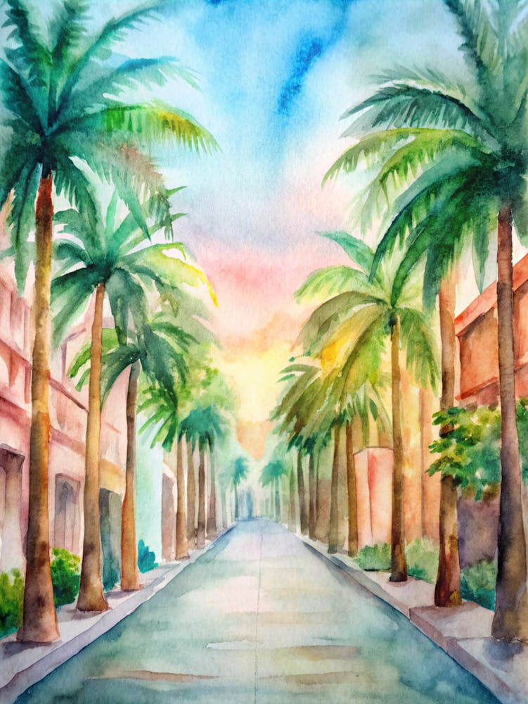 Watercolor Of Palm Trees 2
