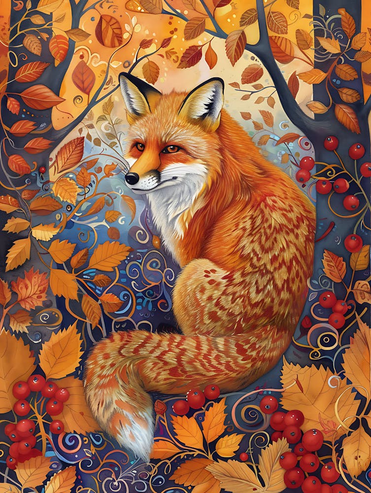 Solitary Fox In The Autumn