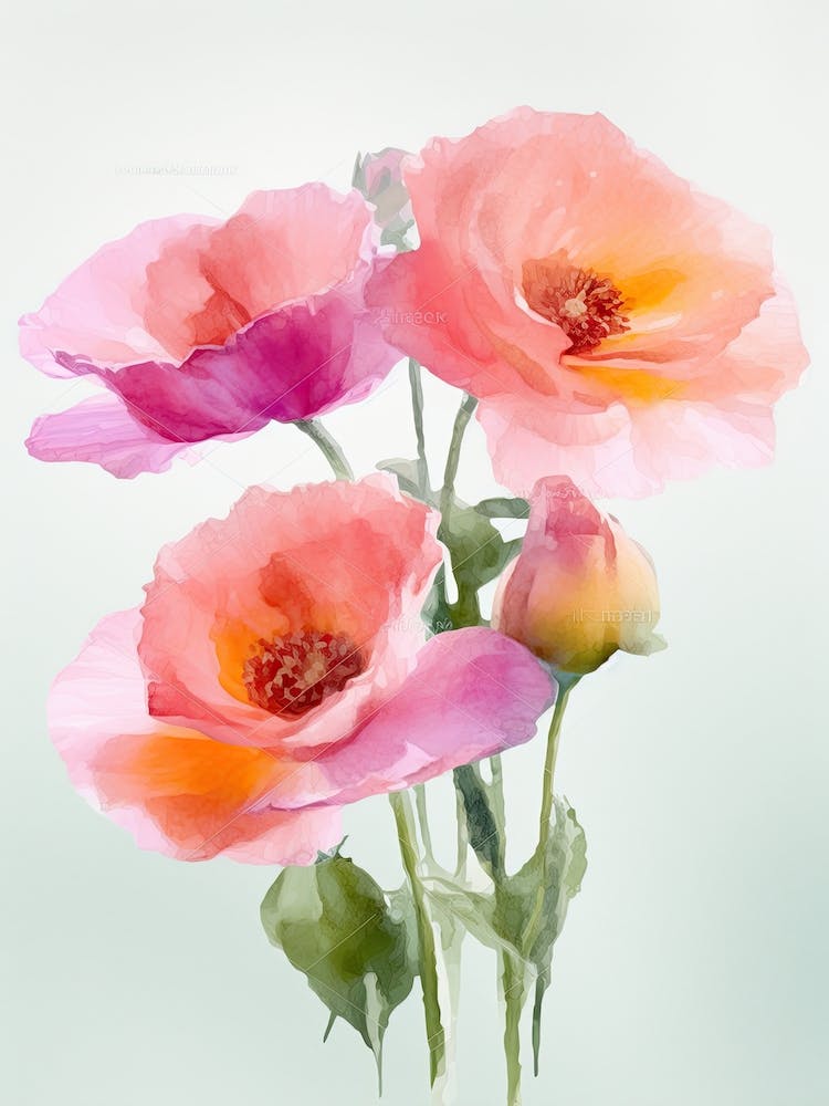 Roses Flowers Acrylic Painting In Pastel Colours 10