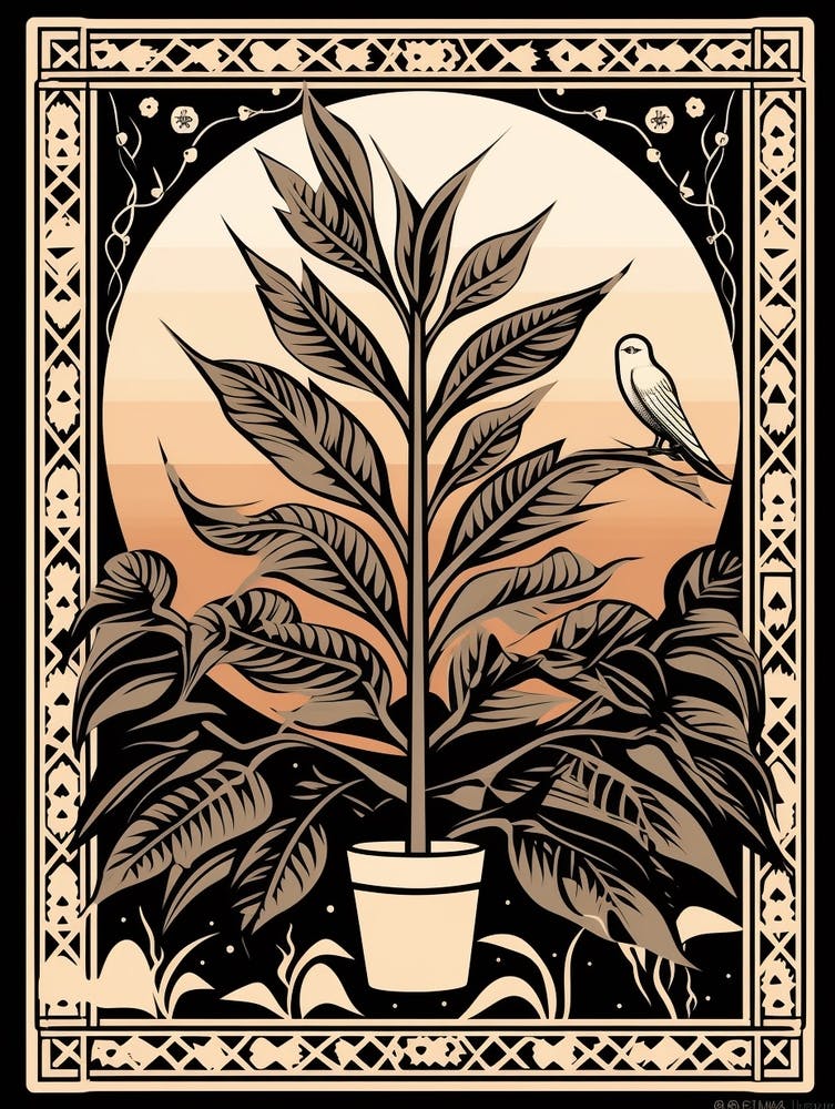B&W Plant Illustration Zz Plant 5