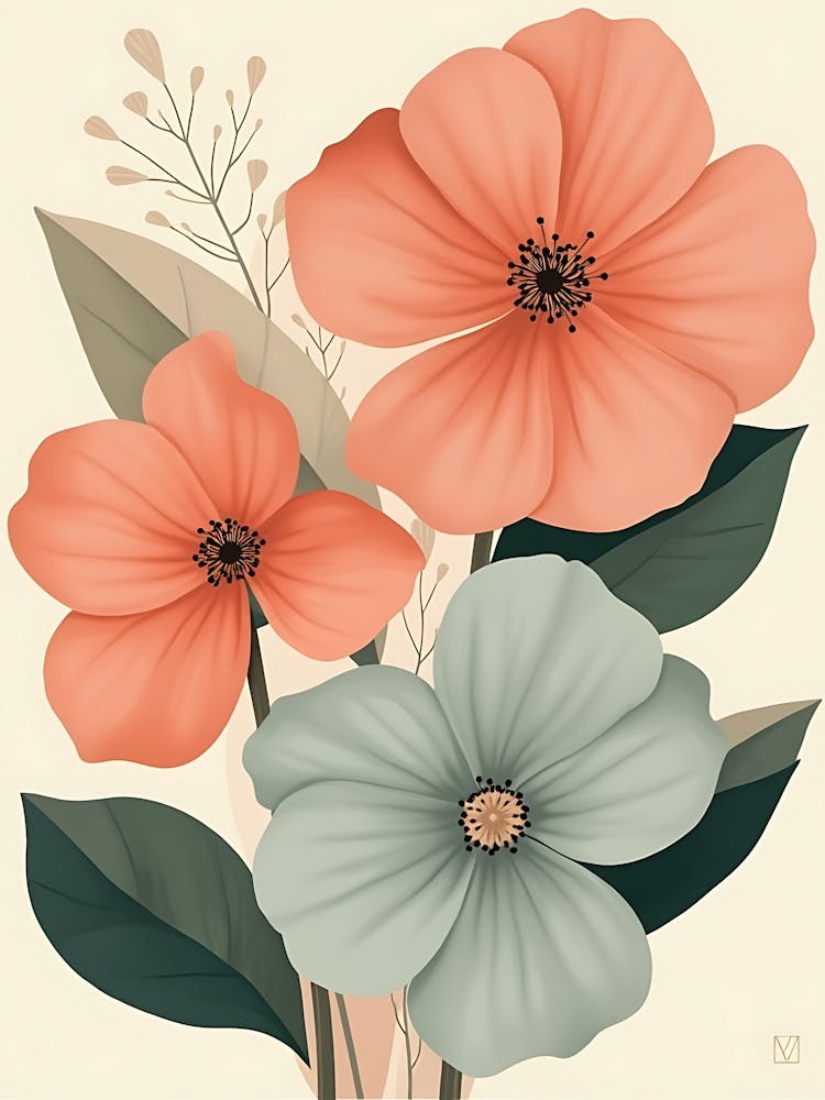 Muted Pastel Flower Art | Soft & Elegant Botanical Home Decor