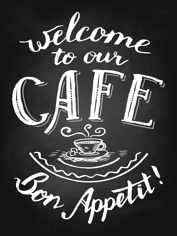 Welcome To Our Cafe — Coffee poster, kitchen print, lettering