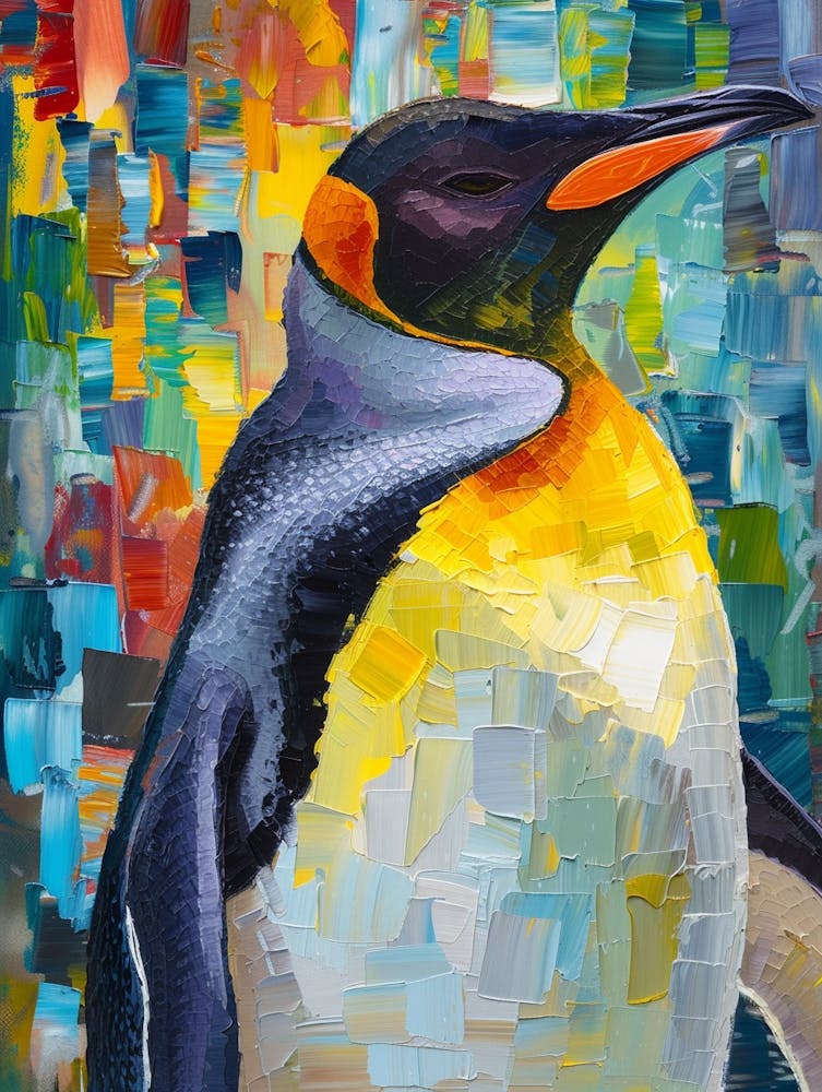 King Penguin Fernandina Island Colour Block Painting 1