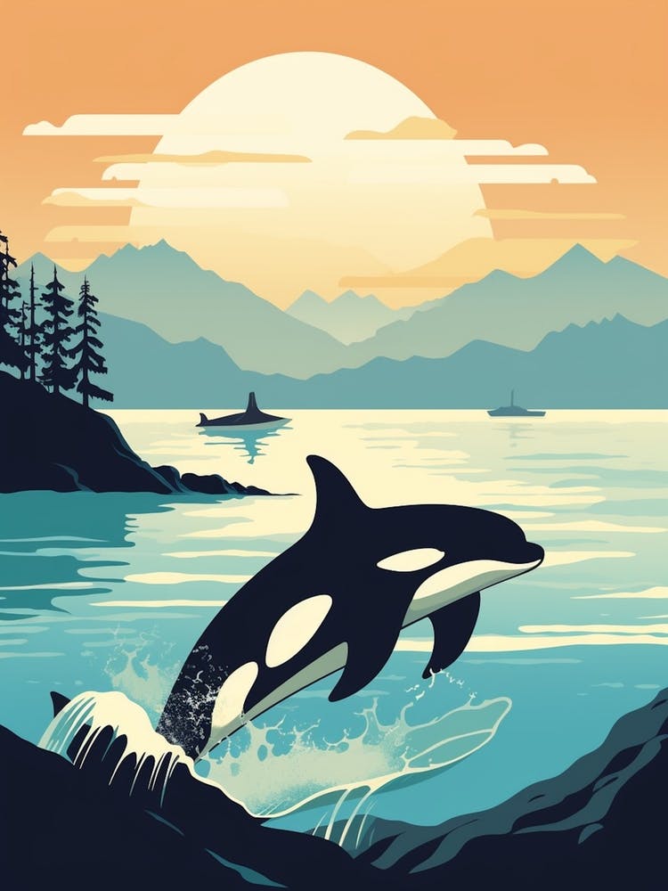Orca Sunset & The Mountains Graphic Design 1