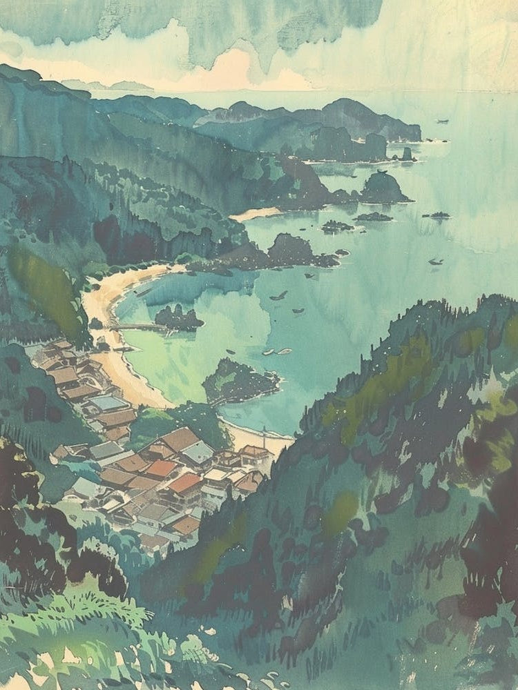 Izu Peninsula Japan 3 Retro Illustration