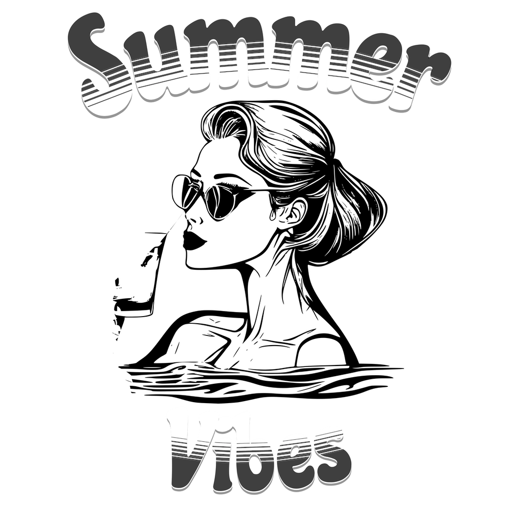 Woman in a pool with cocktail