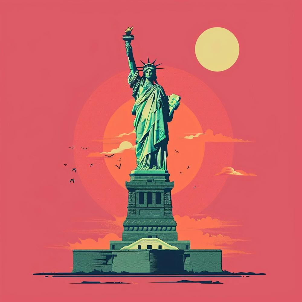 A Statue Of Liberty In New York Minimal Illustra 1719922963 4